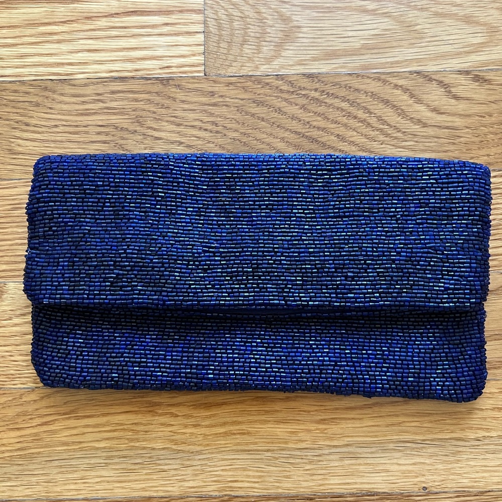 LOFT Midnight Blue Beaded Clutch